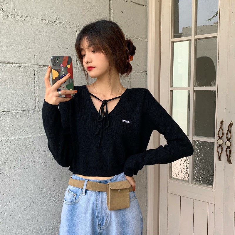 Áo Sweater Tay Dài Dáng Rộng Thời Trang Xinh Xắn Cho Nữ