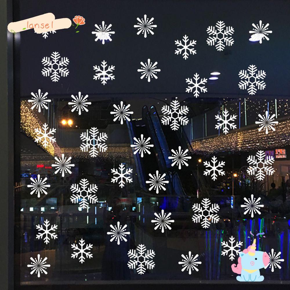 Set 38 Hoa Dán Cửa Sổ Trang Trí Giáng Sinh Màu Trắng