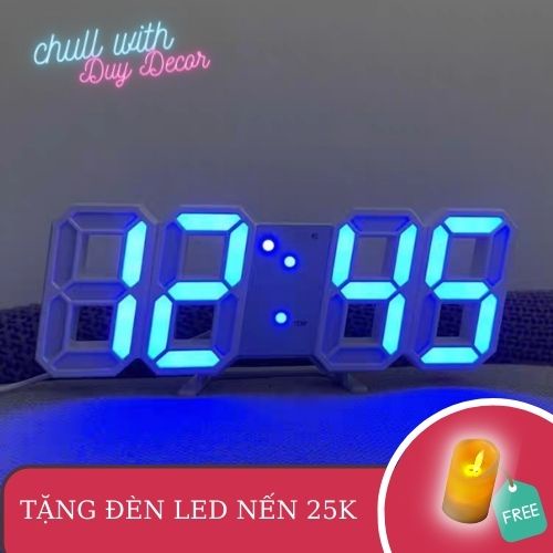 Đồng hồ LED thông minh Smart Clock, đồng hồ 3D trang trí Vintage Decor phòng ngủ kiểu Hàn Quốc