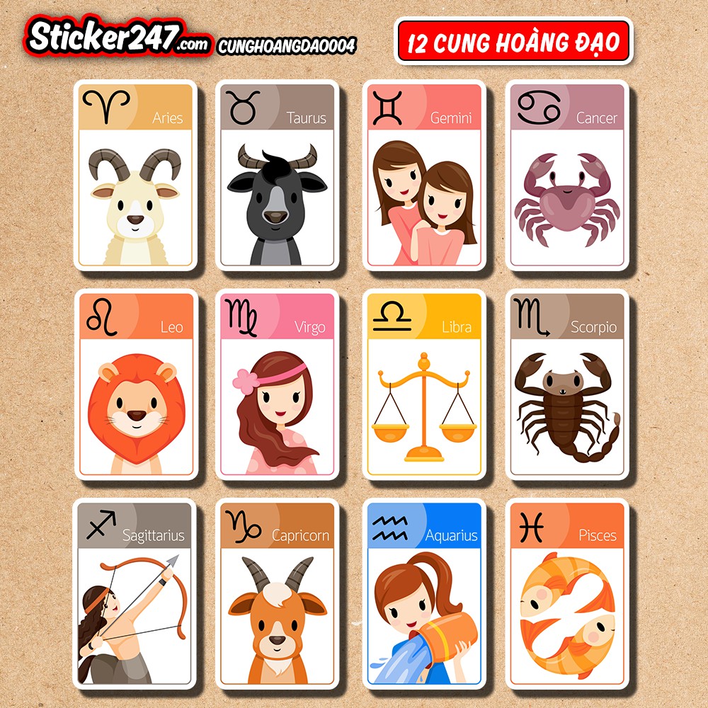 𝑭𝒓𝒆𝒆𝒔𝒉𝒊𝒑 [𝐒𝐞𝐭 𝟭𝟮 𝐒𝐭𝐢𝐜𝐤𝐞𝐫] Hình dán chống nước 12 cung hoàng đạo - CUNGHOANGDAO004 - Sticker 247