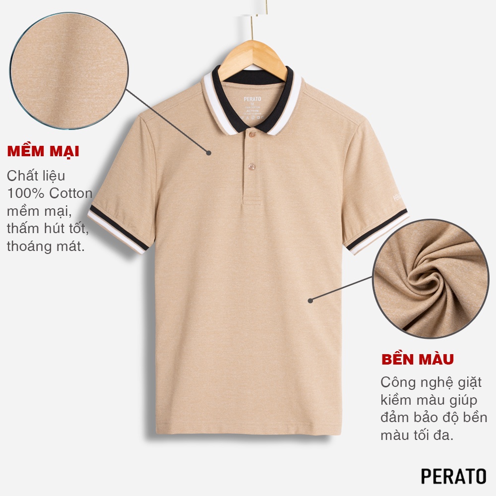 [MUA 2 GIẢM 40K] Áo Thun Polo Nam Ngắn Tay Có Cổ PERATO, Vải Cotton Cao Cấp, Phom Ôm Vừa, Trẻ Trung, Năng Động | BigBuy360 - bigbuy360.vn
