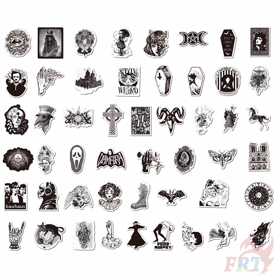 Bộ 50 Hình Dán Hình Họa Tiết Xương Phong Cách Gothic Punk 02
