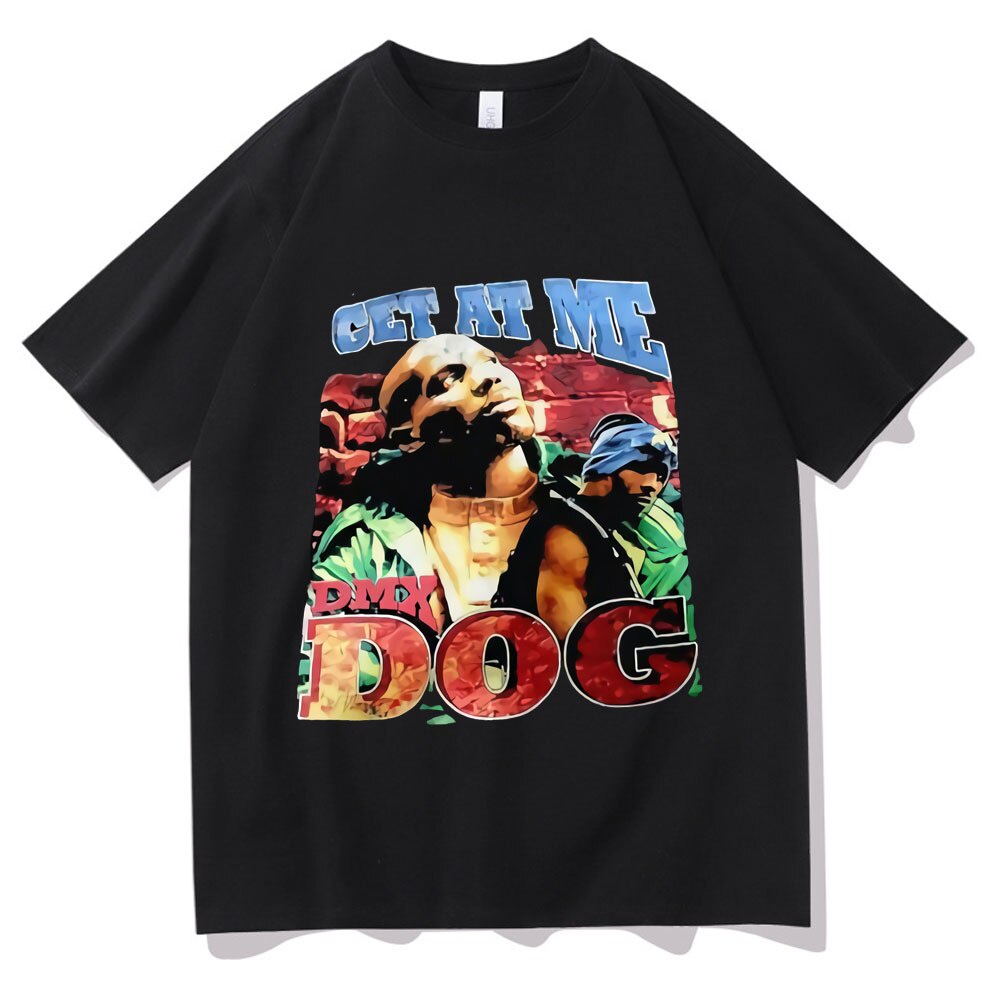 Cổ điển và độc đáo Phong cách Hipster DMX Dạo phố American Rapper Dark Man X Áo thun ngắn tay phong 