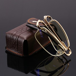 Kính lão thị viễn thị trung niên gập gọn cao cấp mắt cực sáng và rõ nửa viền KVT15UNIQUI hộp da cực đẹp đeo hôngkvt15