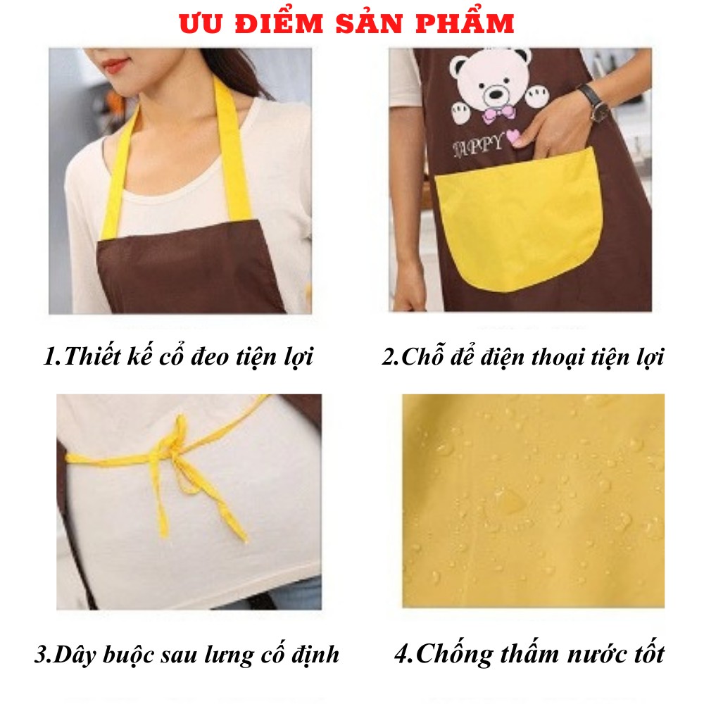 Tạp dề nấu ăn , tạp dề chống nước cao cấp ,có khăn lau tay bên hông tiện lợi ATILA SHOP