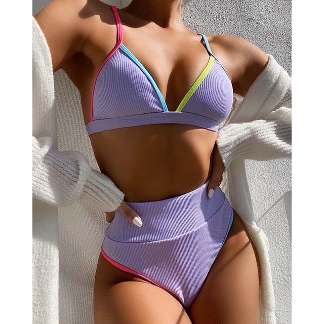 Bikini Quảng Châu cạp cao viền nhiều màu