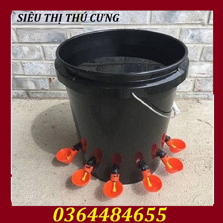 Combo 6 máng uống tự động màu đỏ cho gà vịt-núm uống tự động