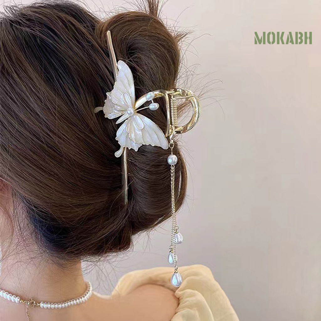 < Kẹp Tóc Dạng Móng Vuốt Tua Rua Dài Trang Trí Hình Bướm Tinh Tế Chống Trượt Chất Lượng Cao Cho Nữ >