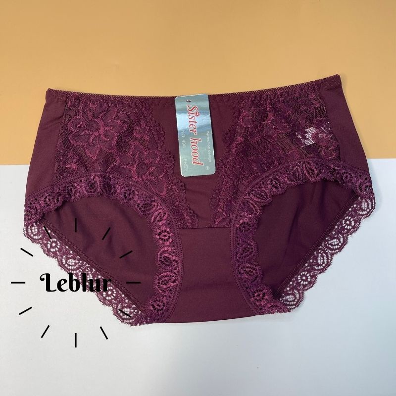 Quần lót cotton Thái Lan, viền ren lạ, co dãn, chip che bụng dưới cạp vừa Sister Hood 490, Le Blur
