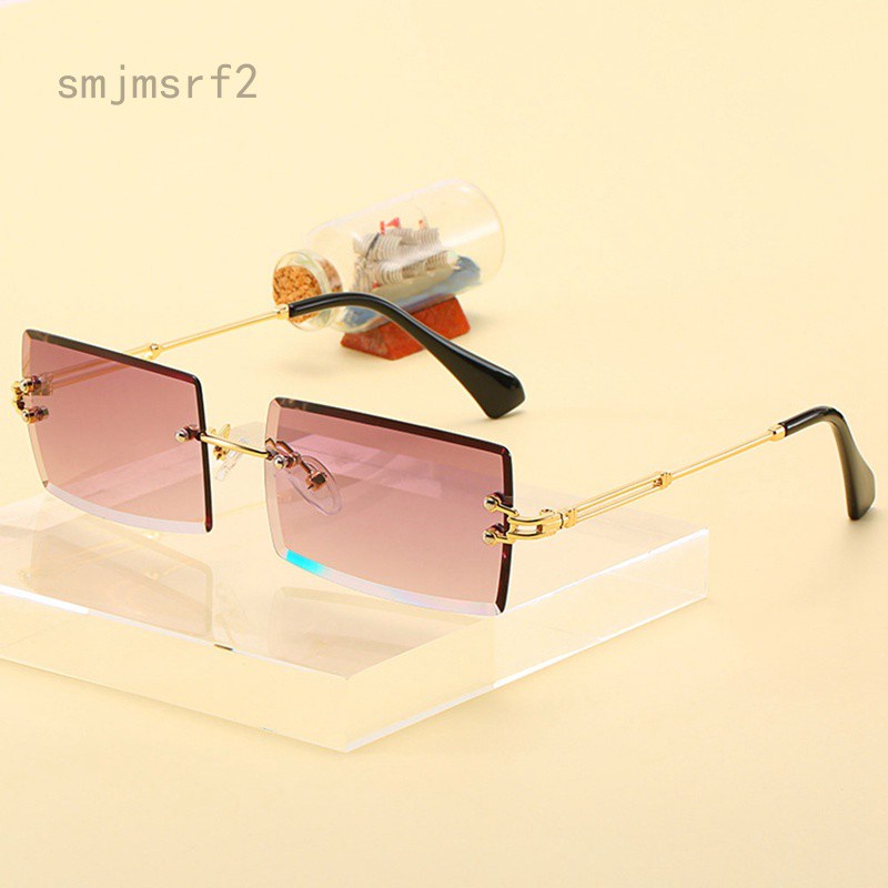 Smjmsrf2 Kính mát unisex không gọng tròng vuông thời trang che nắng thời trang mới