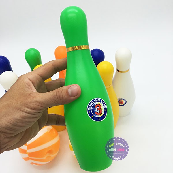 Bộ đồ chơi bowling 10 trái màu & 2 bóng nhựa loại lớn