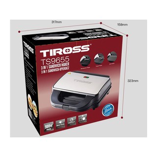 Máy nướng bánh mỳ, kẹp Sandwich đa năng 3 TRONG 1 Tiross TS9655 - Bảo hành 12 tháng [CHÍNH HÃNG]