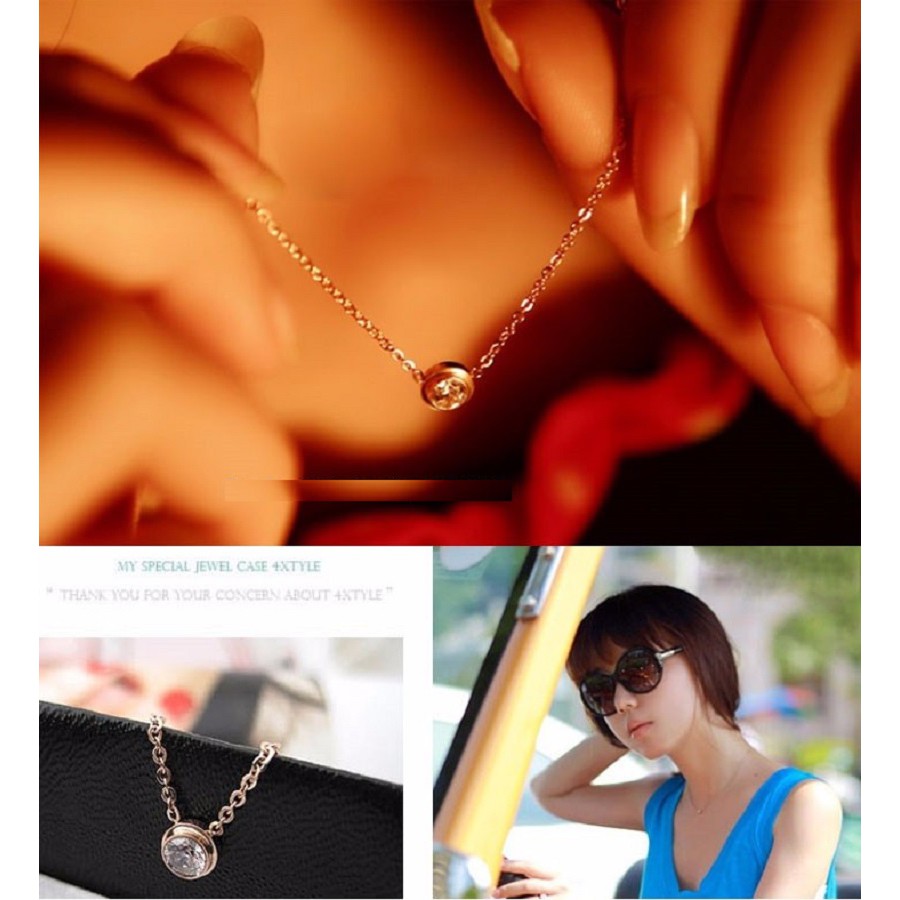 Bộ trang sức Dây chuyền và Hoa tai đính xoàn lóng lánh mạ lớp vàng 18k  sang trọng vĩnh viễn không đen