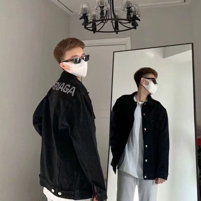 Áo Khoác Jean Balen Đính Đá Nam Nữ