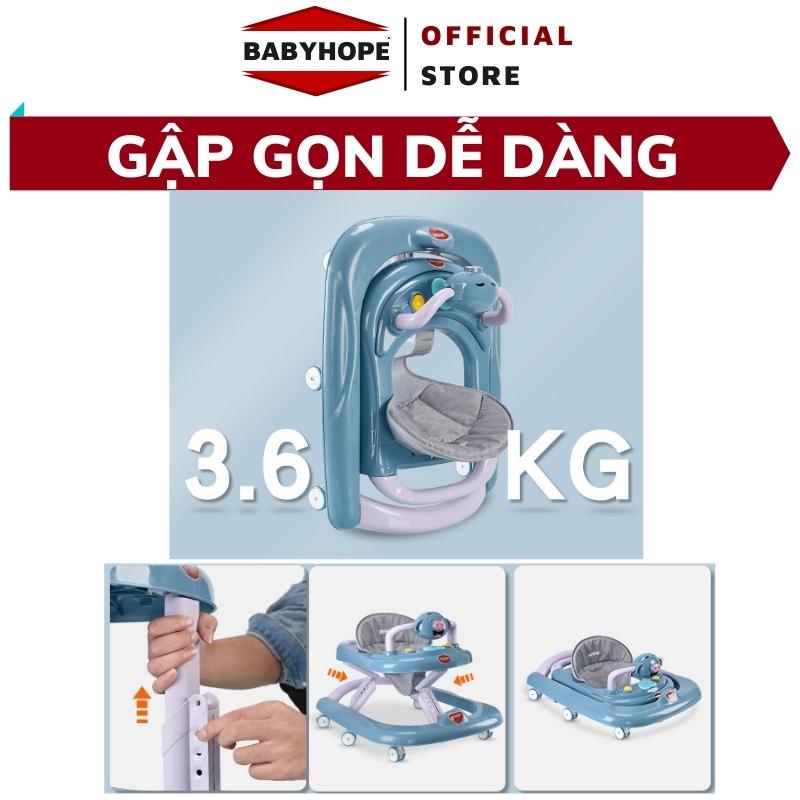 Xe tập đi chữ U cho bé BABYHOPE, điều chỉnh độ cao, có bàn phát nhạc kèm bàn ăn bảo hành 1 năm
