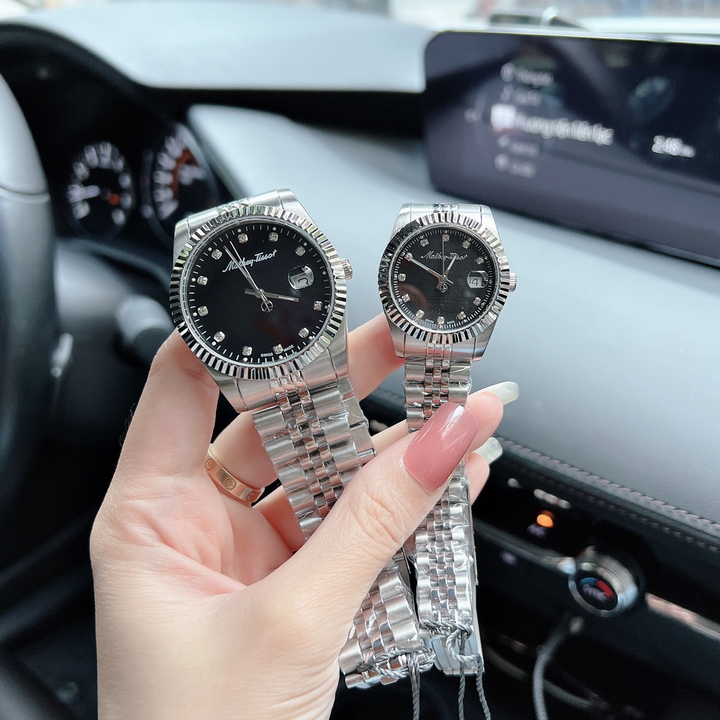 Đồng hồ đôi nam nữ dây thép Mathey Tissot H710AN Và D810AN