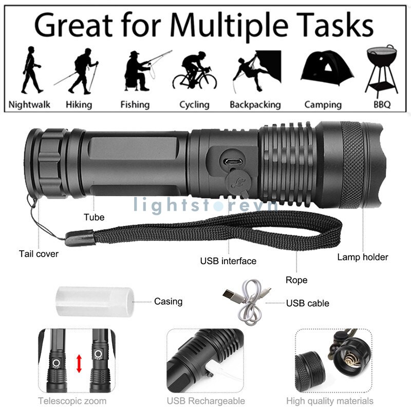 Đèn pin siêu sáng XHP50 ( cam kết chuẩn loại 1) | BigBuy360 - bigbuy360.vn