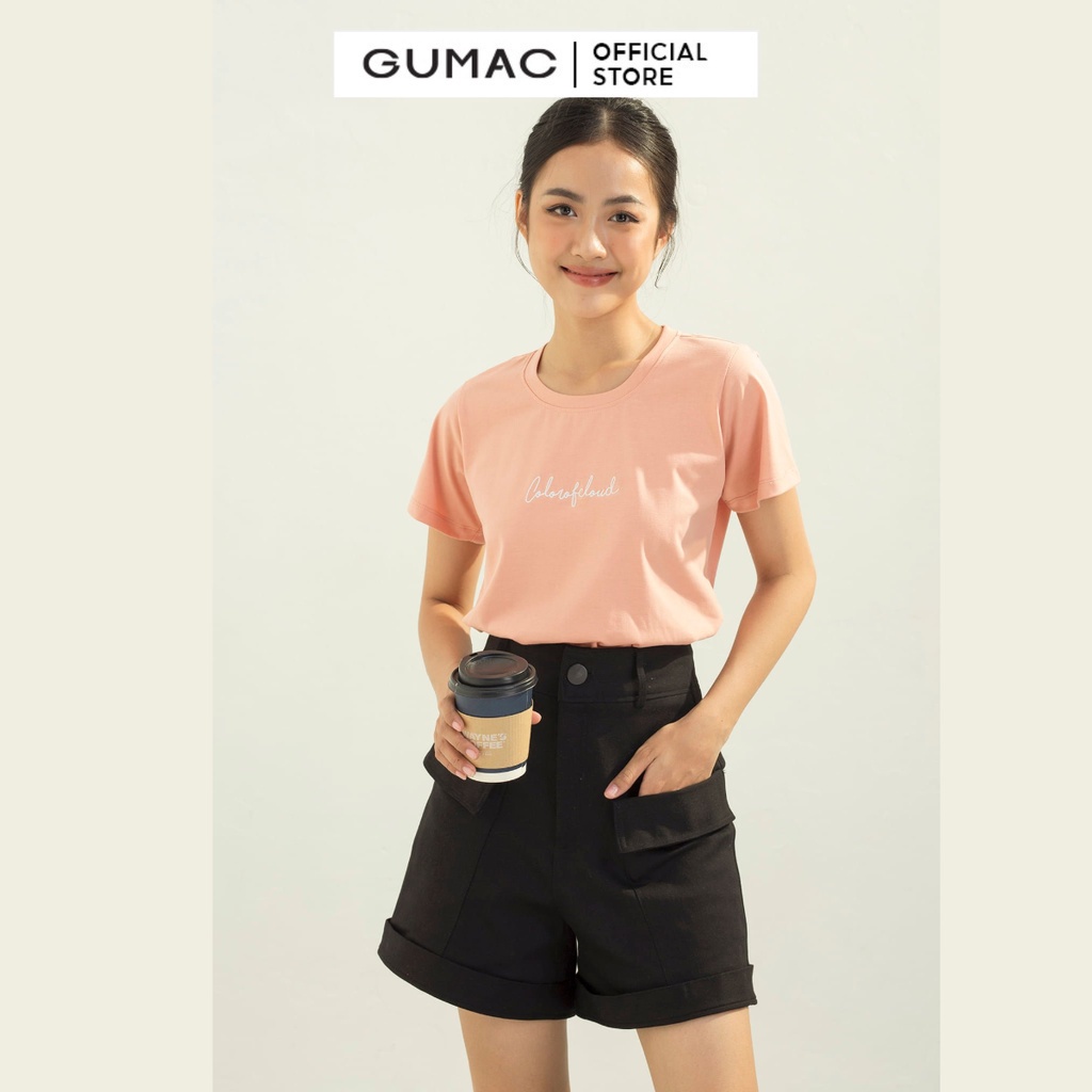 [Mã WABRGUM giảm 10% tối đa 30K đơn 99K] Áo thun nữ cổ tròn thêu chữ GUMAC nhiều màu cá tính ATC03059