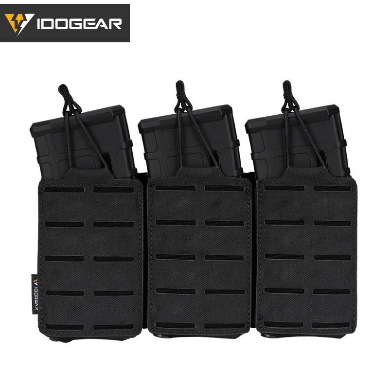 IDOGEAR Túi Ba Tạp Chí Chiến Thuật LSR 556, Ba Mag Tàu Sân Bay Nylon MOLLE Mag Pouch Túi Đựng Đồ Rằn Ri Quân Đội Cắt Las