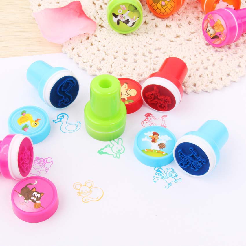Đồ chơi vỉ 10 con dấu đồ chơi nhiều hình ngộ nghĩnh cho bé - giao hình ngẫu nhiên