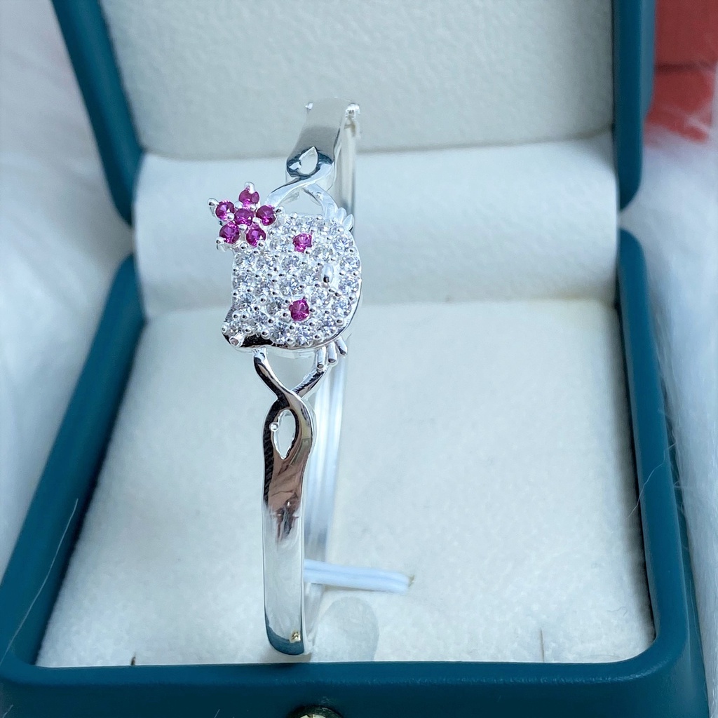 kiềng tay bạc ta cho bé gái hình mèo kytty đáng yêu - Trang sức bạc Evasilver