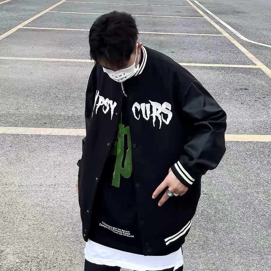 Hàng Loại Đẹp _Áo Bomber Nỉ Tay Da Pu Cao Cấp YPSY CURS Form Dáng Unisex Hàn Quốc