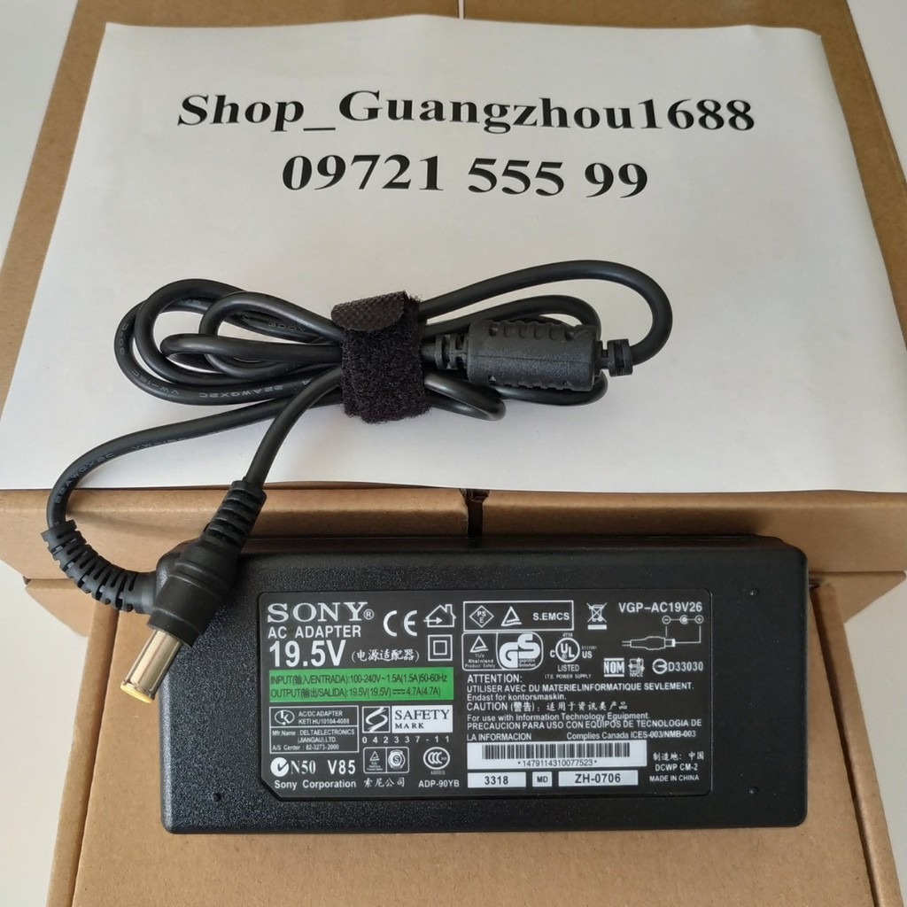 Adapter Sạc Laptop Sony Vaio Chính Hãng 19.5V - 4.7A- 90W Tặng Kèm Dây Nguồn