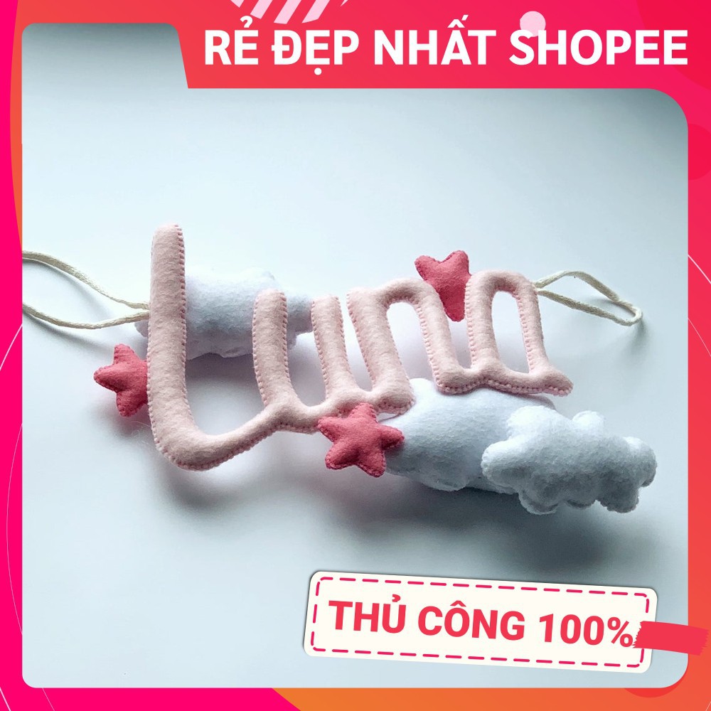 [ĐẸP NHẤT SHOPEE - FREESHIP] Bảng tên treo phòng ngủ handmade, bảng tên tròn trang trí thôi nôi cực đẹp mẫu SAO HỒNG