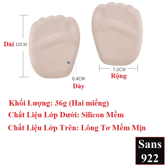 Cặp miếng lót mũi giày Sans922 êm chân 4D