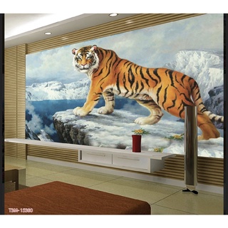 Tranh dán tường 3D tranh con hổ - tranh mãnh hổ - tranh con cọp Lụa kim sa 120x80cm