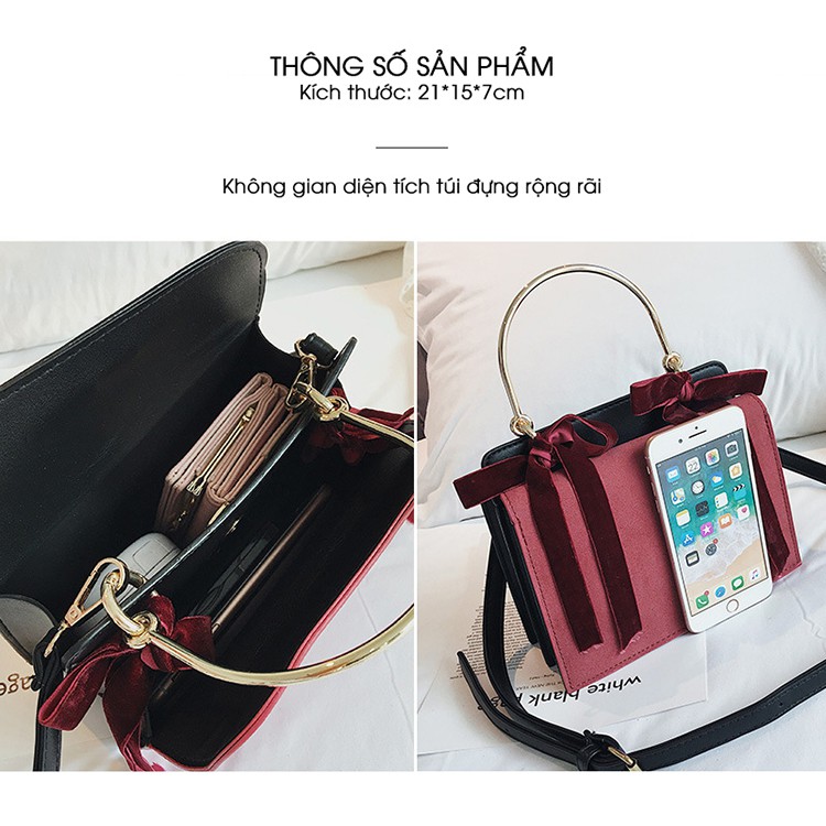 Túi xách tay nữ phối nơ mix màu siêu xinh C9172