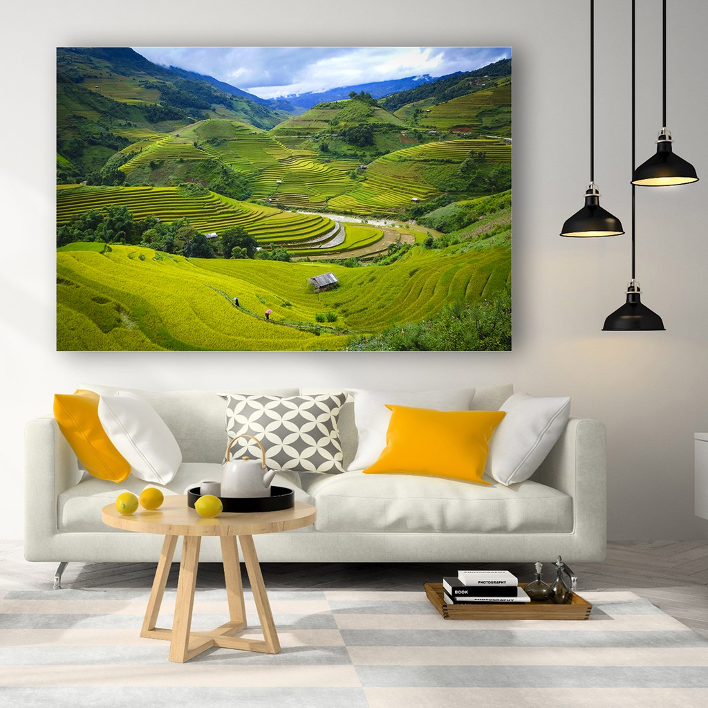 Tranh treo tường, tranh canvas tranh thiên nhiên đồi núi bộ 1 tấm