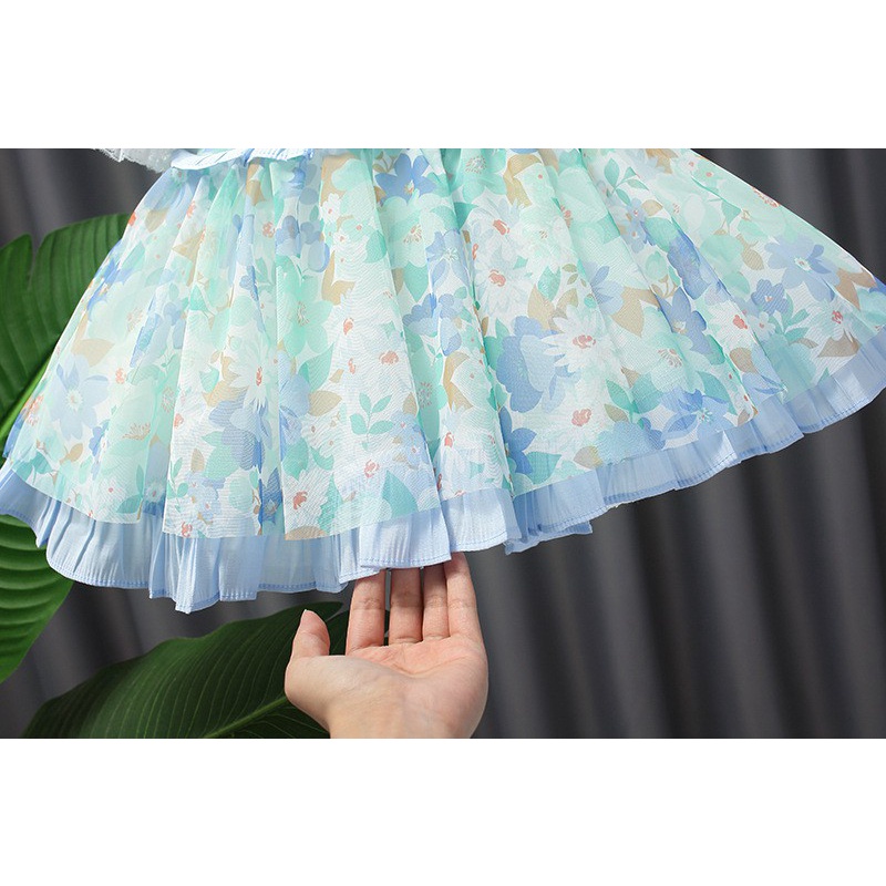 Đầm Tay Ngắn Cổ Peter Pan In Họa Tiết Phong Cách Lolita Thời Trang Mùa Hè Cho Bé Gái E21247