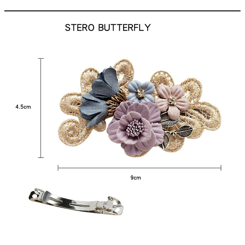 Kẹp Tóc Đính Nơ Ren Hoa Thời Trang Cho Nữ