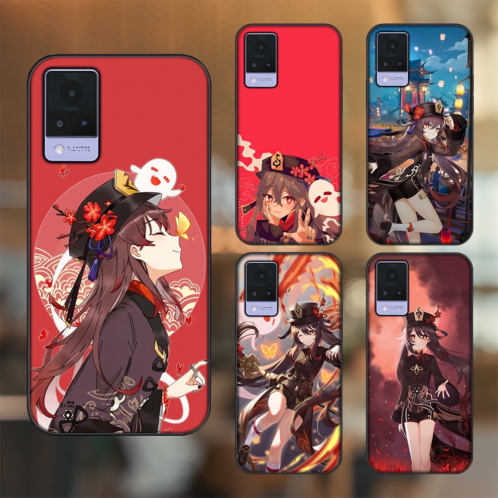 Ốp lưng Vivo V21 viền đen in hình Hutao Genshin Impact