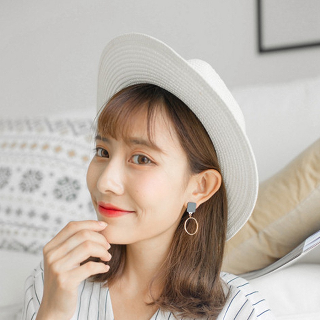 Đôi bông tai hình tròn / tam giác thời trang