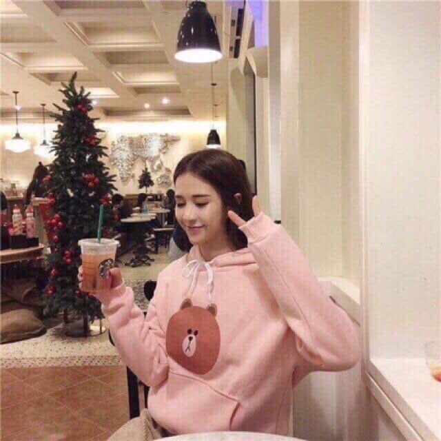 ÁO HOODIE NỈ DÀNH CHO NỮ IN HÌNH GẤU DỄ THƯƠNG