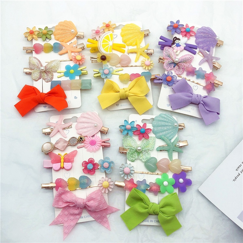 Set 9 Kẹp Tóc Hình Vỏ Sò / Sao Biển Dễ Thương Cho Bé Gái