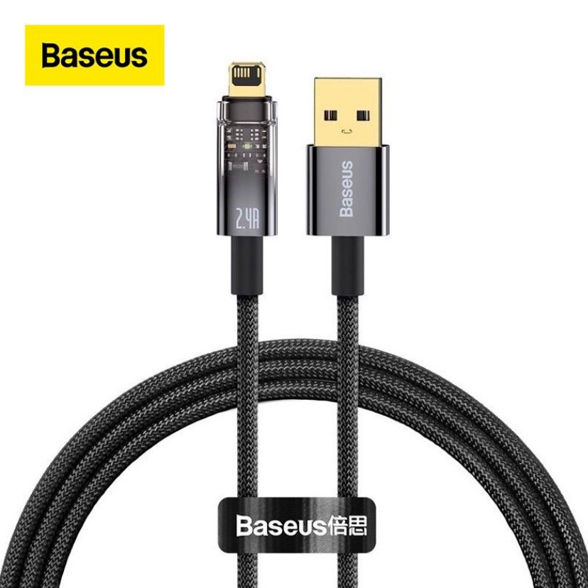 Dây sạc tự ngắt ip Baseus khi đầy pin - EXP4 Cáp bọc dù cao cấp dùng cho iphone 13 12 11 xsmax ...vv