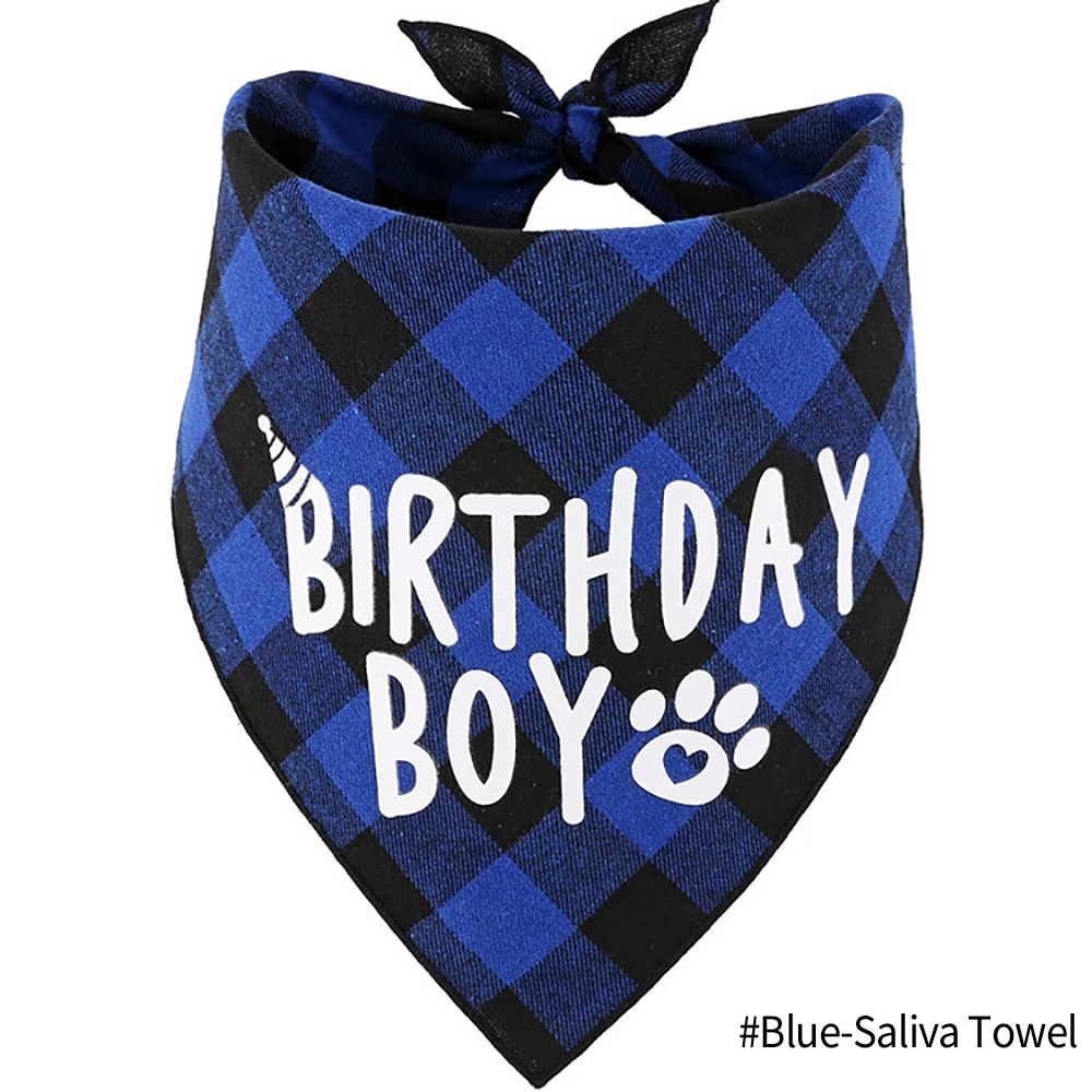 Set Khăn Quàng Cổ + Nón Cotton Sọc Caro Hình Tam Giác Dễ Thương Cho Thú Cưng