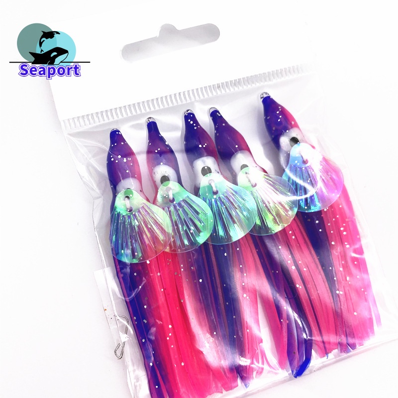 Mồi Câu Cá Giả Hình Bạch Tuộc Màu Dạ Quang Mềm 2.7inch