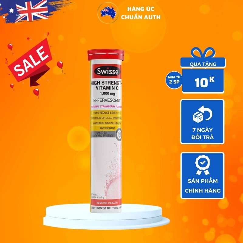 Viên sủi Vitamin C của Úc Swisse Ultiboost High Strength Vitamin C 20 viên
