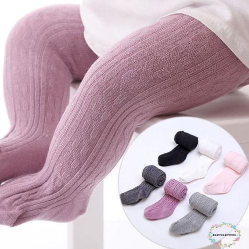 Quần tất vải cotton co giãn màu trơn ấm áp dành cho bé gái