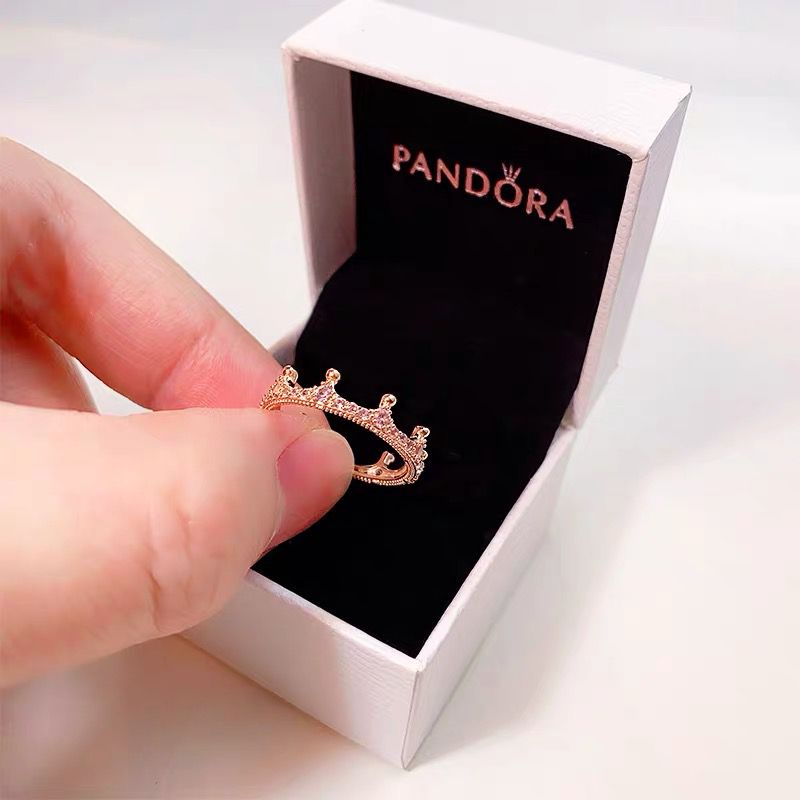 Nhẫn Pandora Mạ Bạc S925 Hình Vương Miện Đính Đá Cz