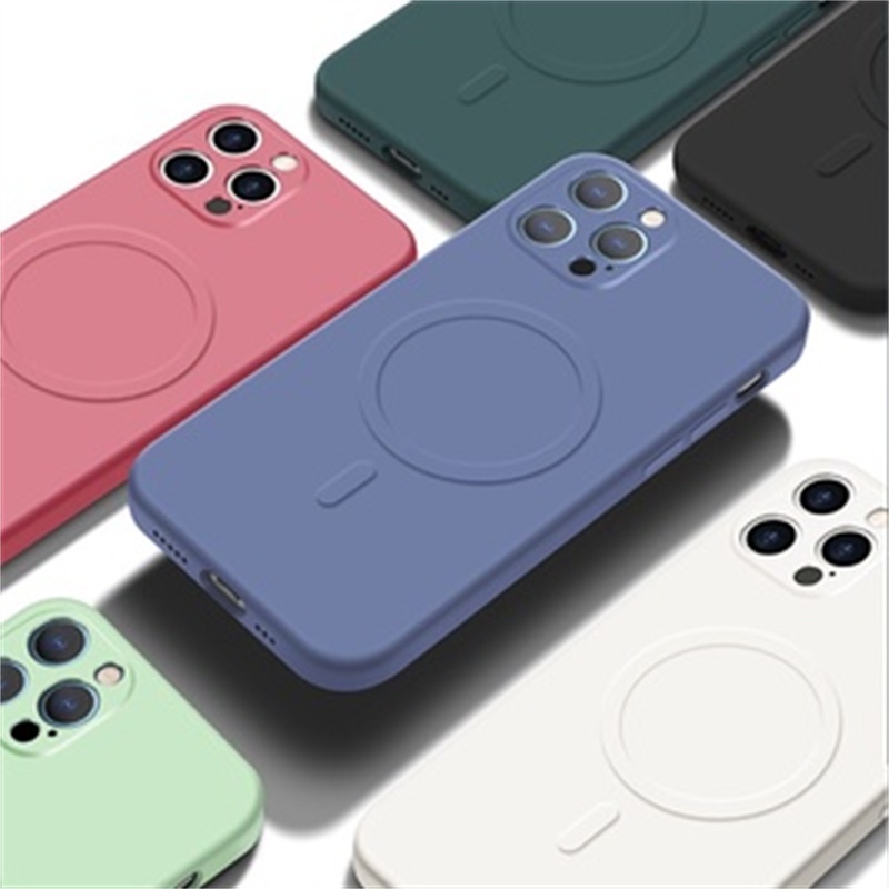 Ốp Điện Thoại Silicon Khung Vuông Từ Tính Bảo Vệ Camera Cho iPhone 11 12 Pro Max 13 Mini X Xs Max Xr 7 8 Plus