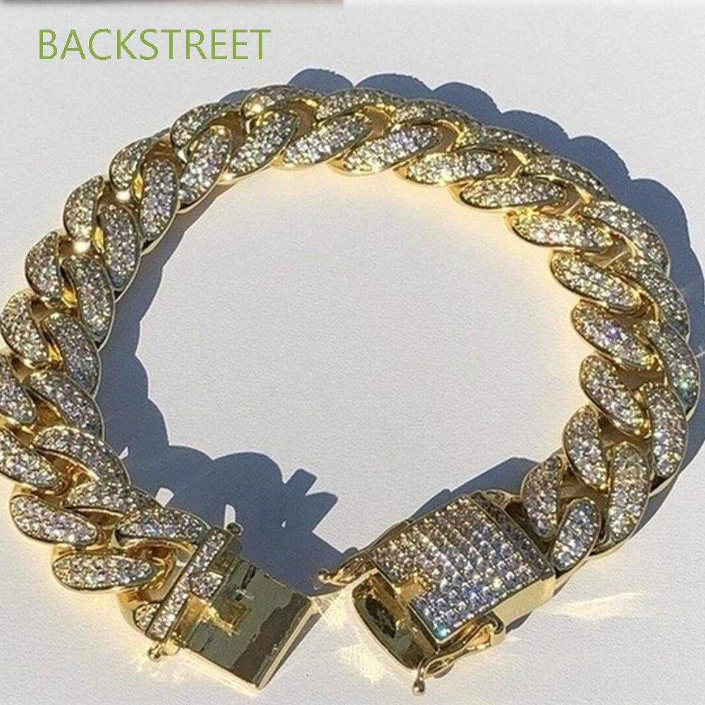 Vòng tay xích 12mm đính đá sang trọng thời trang thích hợp cho nam nữ