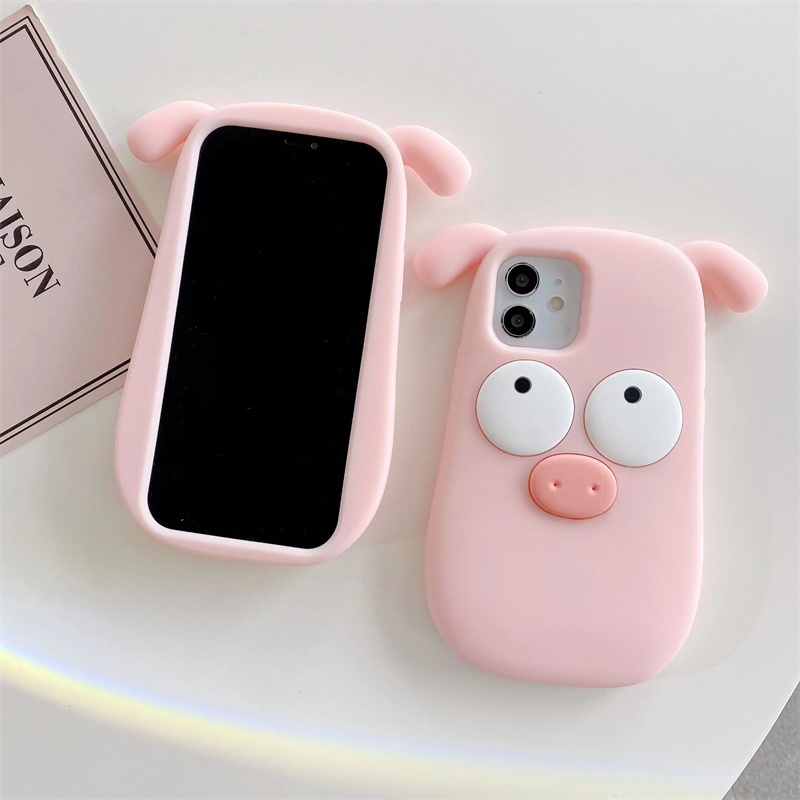 Ốp Điện Thoại Silicone Hình Heo Đáng Yêu Cho iPhone XS Max 11ProMax 12ProMax 13ProMax 14 Pro Max