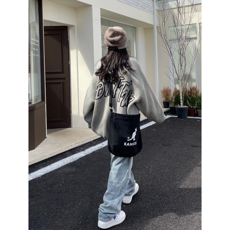 Áo sweater tay dài dáng rộng in hình trái tim phong cách đường phố kiểu Mỹ cá tính