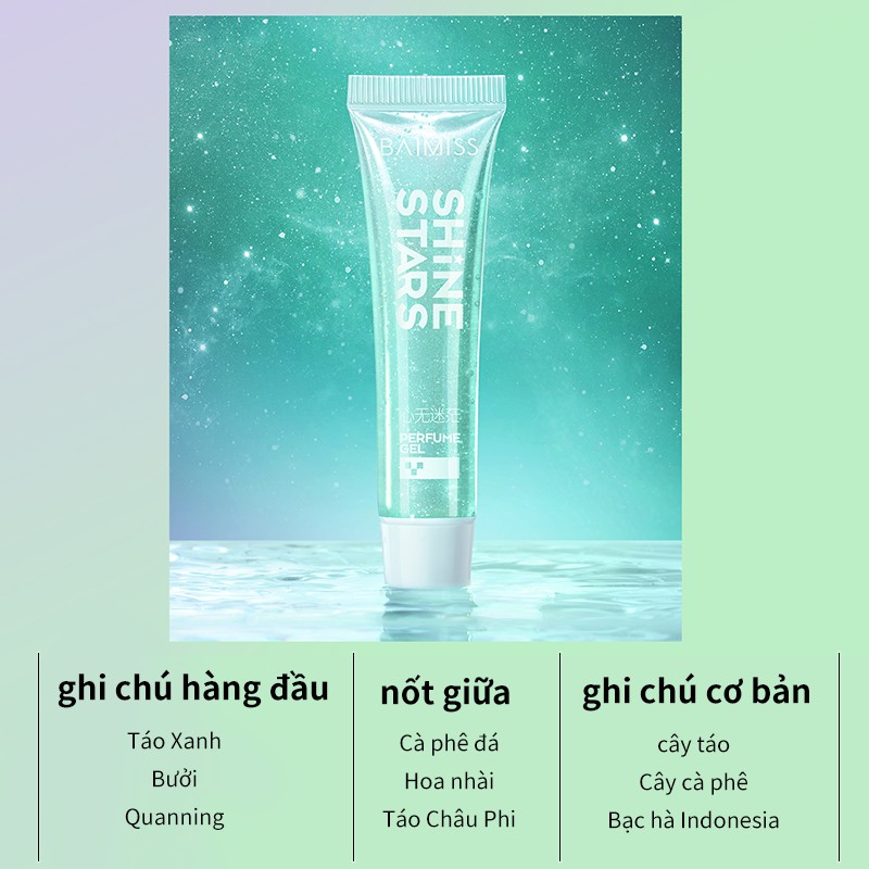 Nước hoa gel BAIMISS nhũ lấp lánh lưu hương lâu nhỏ gọn dễ mang theo 15g