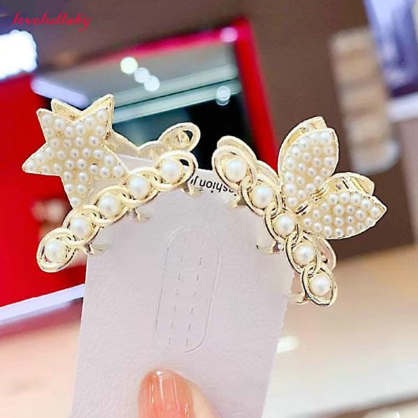 Kẹp Tóc Đuôi Ngựa Đính Đá Và Ngọc Trai Bằng Kim Loại 2022 Phong Cách Retro Pháp Xinh Xắn
